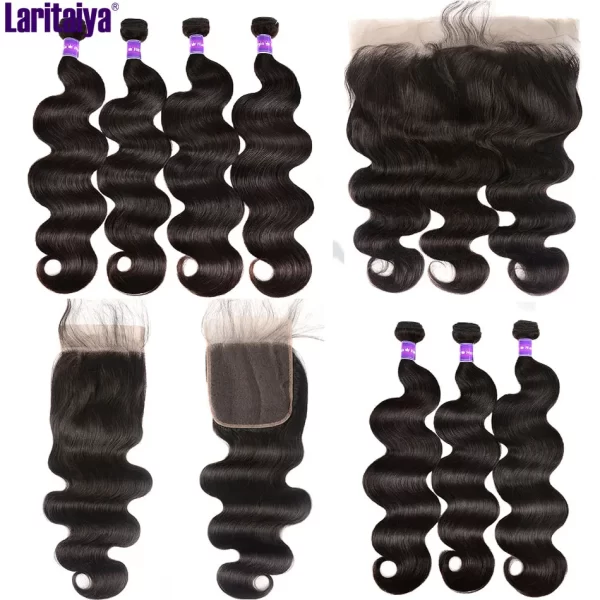 30 Inch Brazilian Body Wave Bundles With Frontal 100% Human Hair 3/4 Bundles With Closure HD Transparent Lace Front With Bundles - Image 5