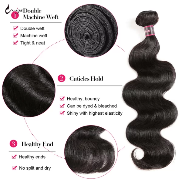 Uwigs 13x6 Lace Frontal With Bundles Body Wave Bundles With Frontal 100% Human Hair Extensions Human Hair Transparent Lace Front - Image 4