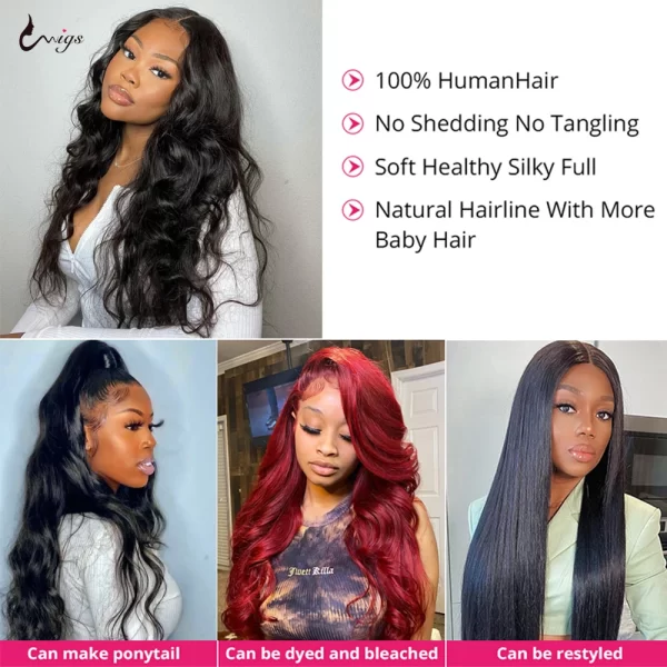 Uwigs 13x6 Lace Frontal With Bundles Body Wave Bundles With Frontal 100% Human Hair Extensions Human Hair Transparent Lace Front - Image 3