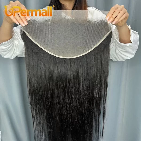 Upermall 26 28 Inch 13x4 13x6 Full Lace Frontal Straight Pre Plucked HD Transparent Body Only Natural Black 100% Remy Human Hair - Image 4