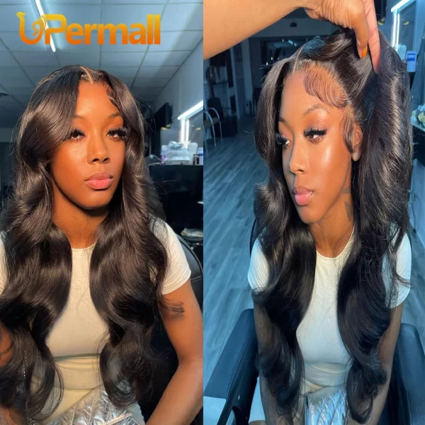 Upermall 26 28 Inch 13x4 13x6 Full Lace Frontal Straight Pre Plucked HD Transparent Body Only Natural Black 100% Remy Human Hair - Image 6